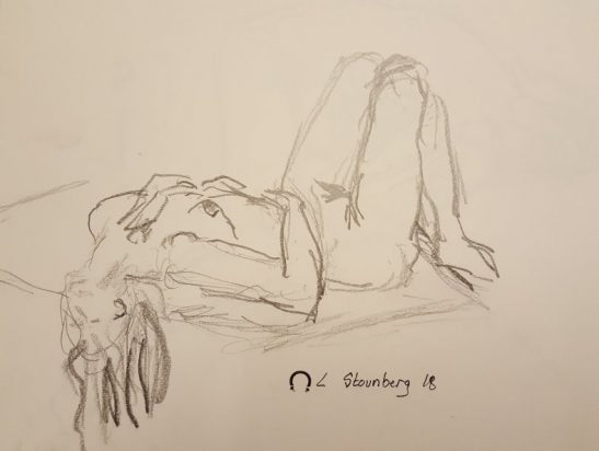 Croquis - liggende kvinde - billedkunstner Lars Stounberg 2018