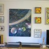 Moderne farverig maleri kosmos og planeter på væg - Billedkunstner Odder Lars Stounberg