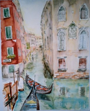 Titel: Anzolo Venedig akvarel 53 x 41 cm 2002 - Billedkunstner Odder Lars Stounberg