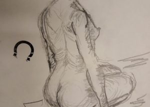 Croquis-tegning af kvinde på hug - 2020 Lars Stounberg