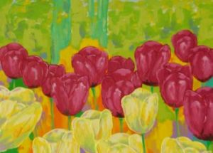 Farverigt moderne maleri - Tulipaner fra Gavnoe Slot 2010 - Billedkunstner Odder Lars Stounberg