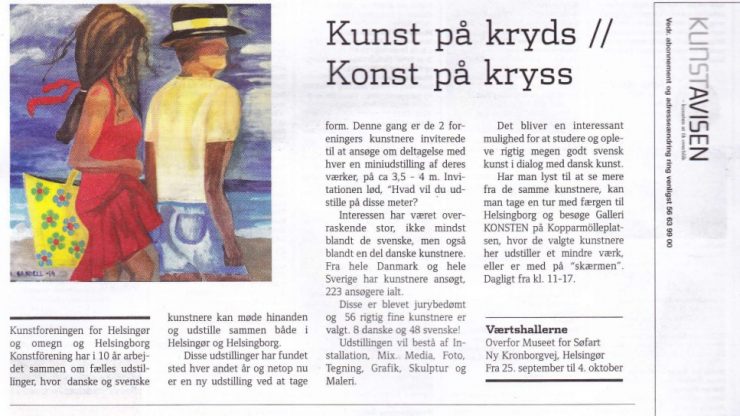 Artikel om udstillingen KUNKST på kryds i Kunstavisen september 2015