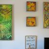 Moderne farverigt maleri palmer på væg 2015 - Kunstner Odder Lars Stounberg