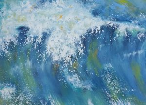 Moderne farverig havmalerier hårdt vejr ved Vesterhavet - Kunstmaler Odder Stounberg