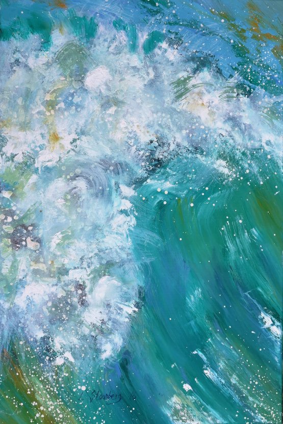 Moderne farverig havmaleri bølgetop Kunstmaler Odder Lars Stounberg 2016