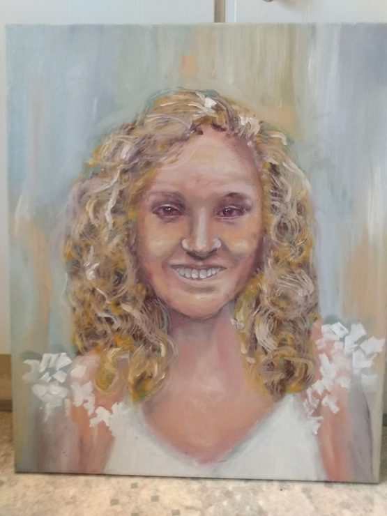 Portræt af hvid kvinde malet 2014 af Lars Stounberg